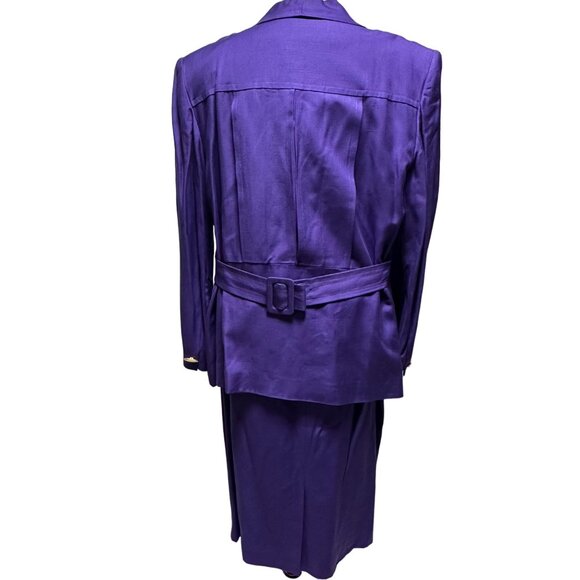 Vintage 1980s Christian Dior Purple Power Suit Women’s Size 16 Blazer Skirt Set - Picture 12 of 16